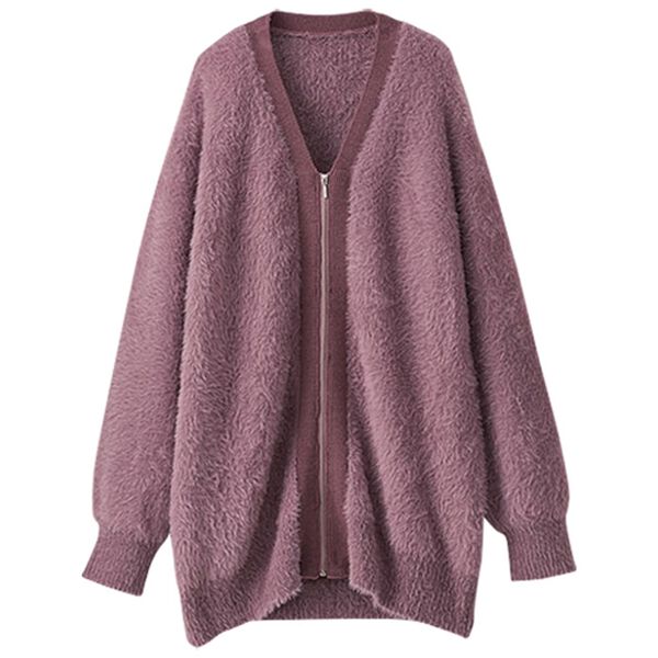 BELLUNA（ベルーナ）の「シャギー素材ジッパー使いカーディガン（ニットカーディガン）」｜詳細画像