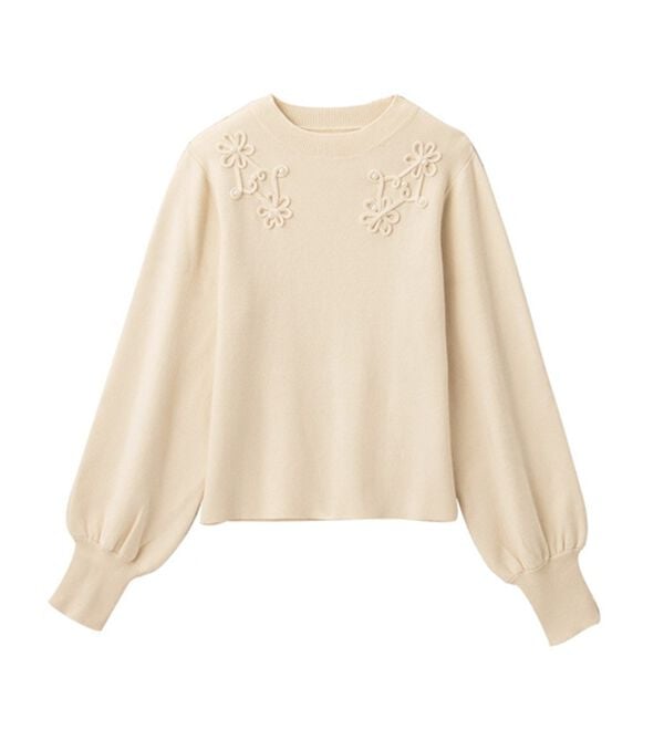 alotta（アロッタ）の「フラワーモチーフパフ袖ニット（ニット・セーター）」｜詳細画像