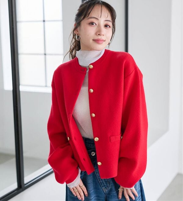 4つの機能付き】洗える！ゴールド調ボタンニットカーディガン