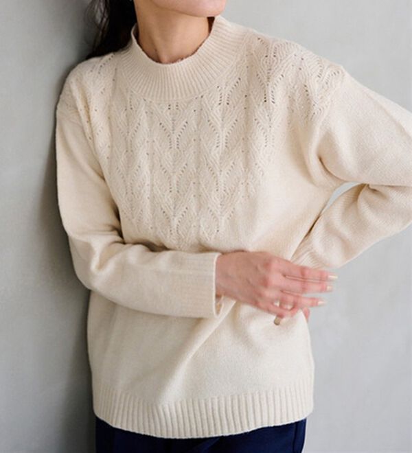 RANAN（ラナン）の「透かし編デザインハイネックニット（ニット・セーター）」｜詳細画像