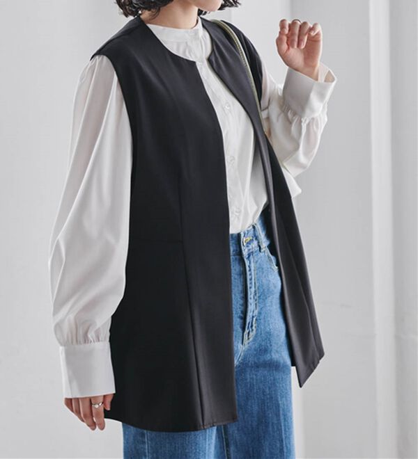 RANAN（ラナン）の「機能付！麻調素材ペプラムジレベスト（ジレ）」｜詳細画像