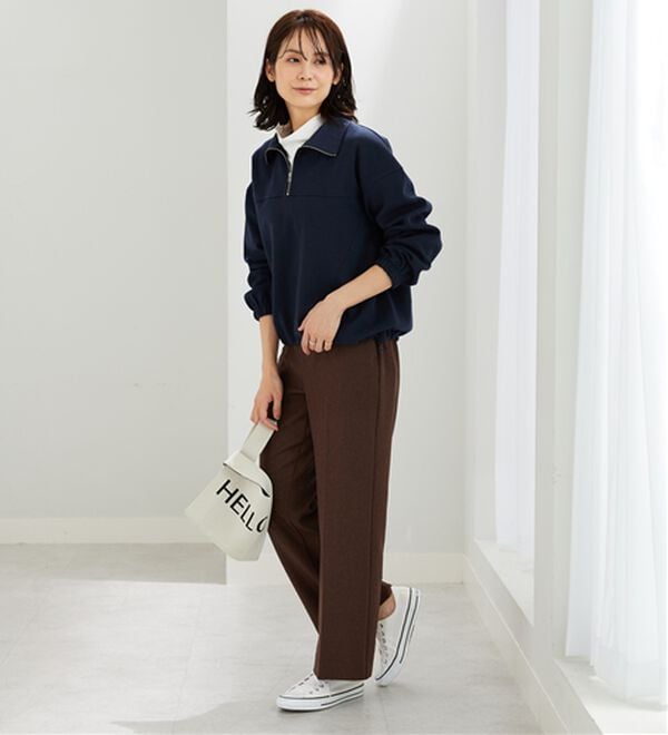 BELLUNA（ベルーナ）の「異素材使いハーフジッププルオーバー（カットソー）」｜詳細画像