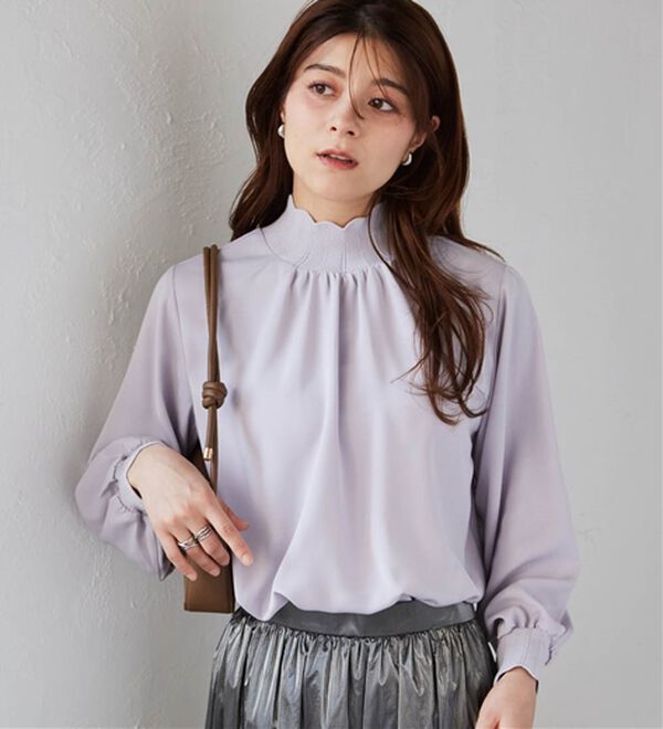 RANAN（ラナン）の「スカラップリブニット使いブラウス（ブラウス）」｜ライラック