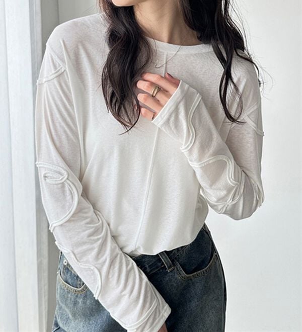 GeeRA（ジーラ）の「コード刺繍スラブシアーカットソー（カットソー）」｜詳細画像