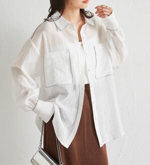 RANAN（ラナン）の「配色パイピングシアーシャツ（シャツ）」｜詳細画像