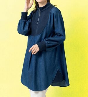 ルフラン（ルフラン）の「ニット&times;デニムのジップ使いチュニック（チュニック）」｜詳細画像