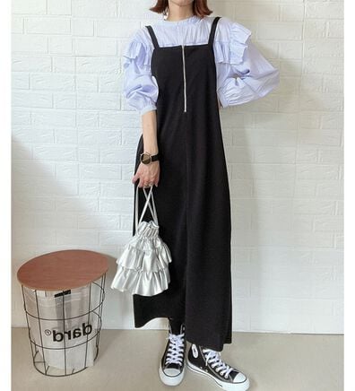 GeeRA（ジーラ）の「ハーフジップキャミワンピース（カットソーワンピース）」