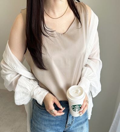 GeeRA（ジーラ）の「前後２ｗａｙヴィンテージサテンノースリーブ（タンクトップ・キャミソール）」