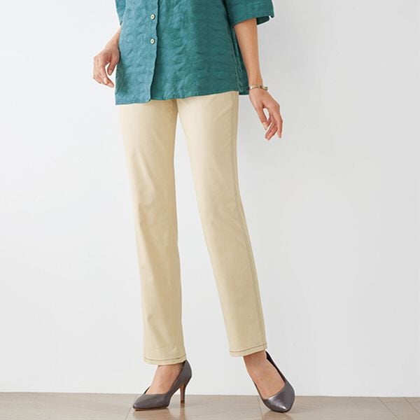 BELLUNA（ベルーナ）の「綿混スーパーストレッチステッチパンツ（フルレングスパンツ）」｜ライトベージュ