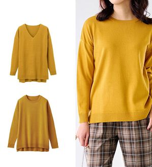 RANAN（ラナン）の「Ｖネックカシミヤタッチニット（ニット・セーター）」｜マスタード