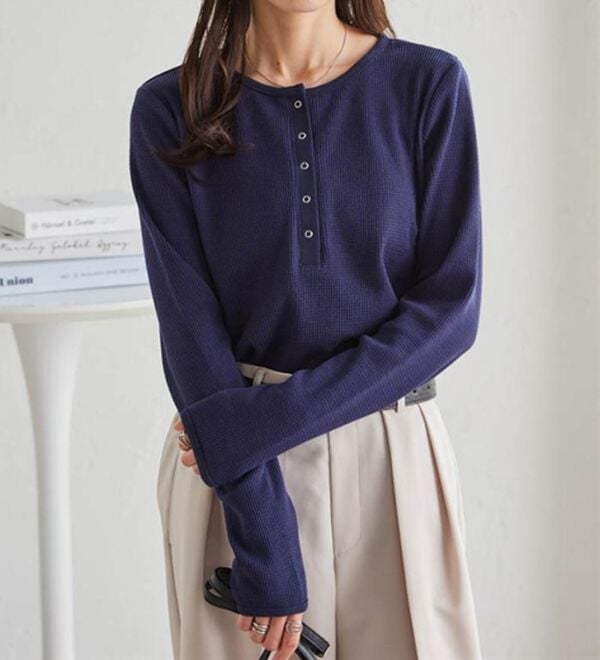 RANAN（ラナン）の「ヘンリーネックワッフルロンＴ（カットソー）」｜詳細画像