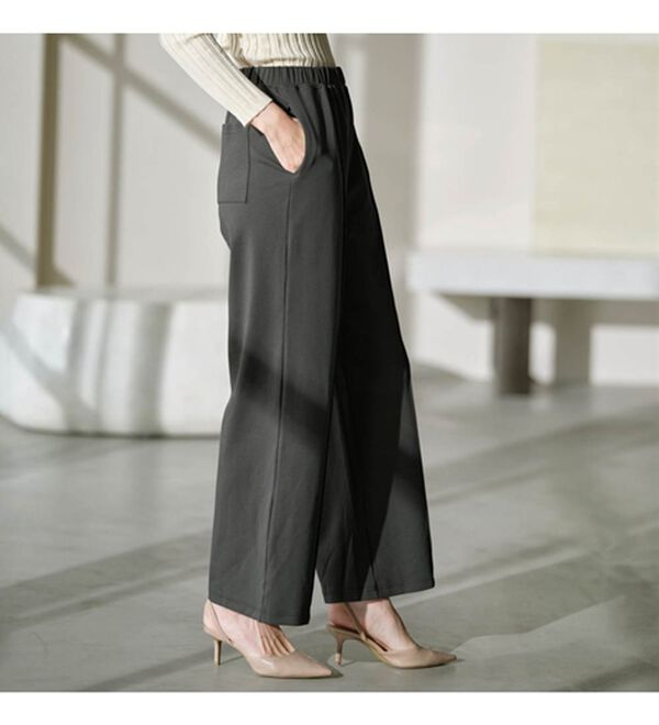 RANAN（ラナン）の「きれい見えピンタックカットソーワイドパンツ＜毛玉になりにくい＞【セットアップ対応】（ワイドパンツ・ガウチョ）」｜詳細画像