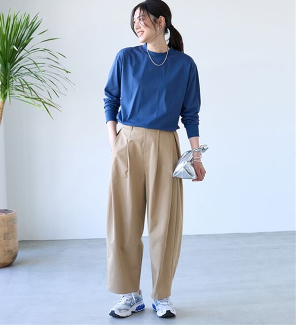 BELLUNA（ベルーナ）の「【汗ジミ対策◎】＜エアリーアイスコットン＞オーバーサイズＴシャツ【選べる袖丈】（カットソー）」｜詳細画像