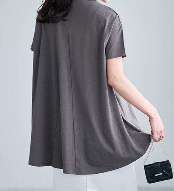 RANAN（ラナン）の「＜ＢＣ＞綿１００％ひんやりフレアーシルエットチュニック（カットソー）」｜詳細画像