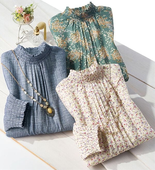 ルフラン（ルフラン）の「【３色組】やわらかダブルガーゼ素材ブラウス（ブラウス）」｜詳細画像