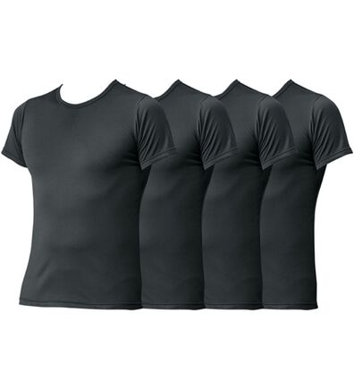 「【４枚組】抗菌防臭・マイクロファイバー裏起毛あったかインナー４枚組（シャツ）　半袖丸首（メンズ肌着・インナーウェア）」