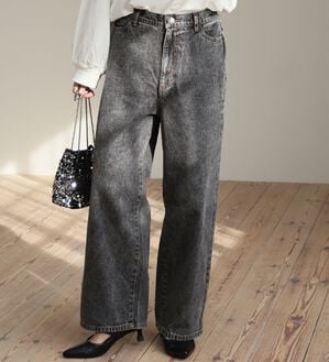 A HAPPY MARILYN（アハッピーマリリン）の「【Ｍ～７Ｌ】＜新色追加＞美脚＆美尻が叶う！優勝ワイドパンツ（ワイドパンツ・ガウチョ）」｜デニム／ブラックケミカル