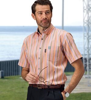 「【２色組】＜ダンロップ・リファインド＞空羽楊柳ストライプシャツ（メンズシャツ）」｜詳細画像