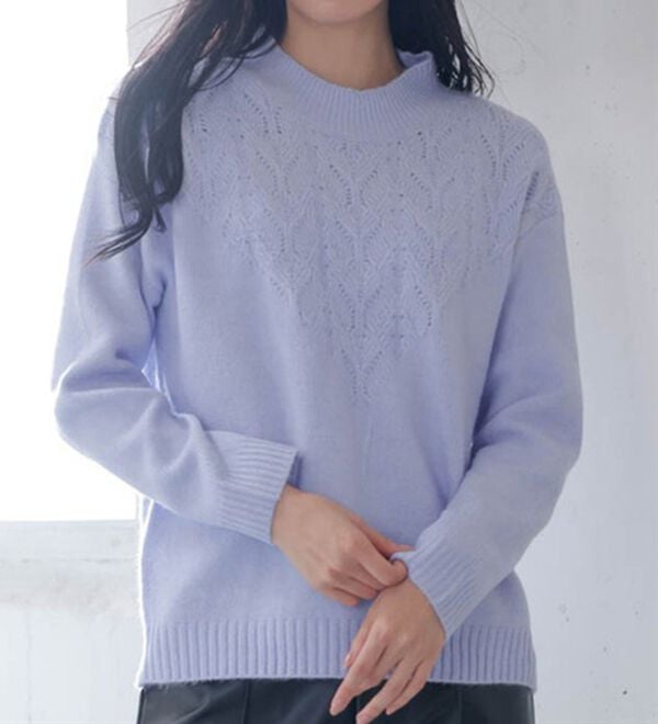 RANAN（ラナン）の「透かし編デザインハイネックニット（ニット・セーター）」｜詳細画像