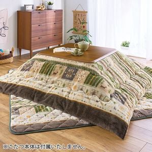 「ギャベ柄フランネルこたつ掛・敷布団（こたつ布団）」｜グリーン