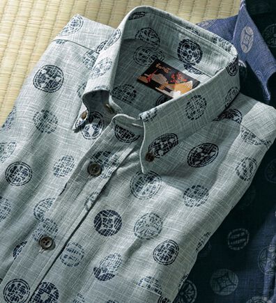 「国産　粋な大人の京染和柄シャツ（メンズシャツ）」