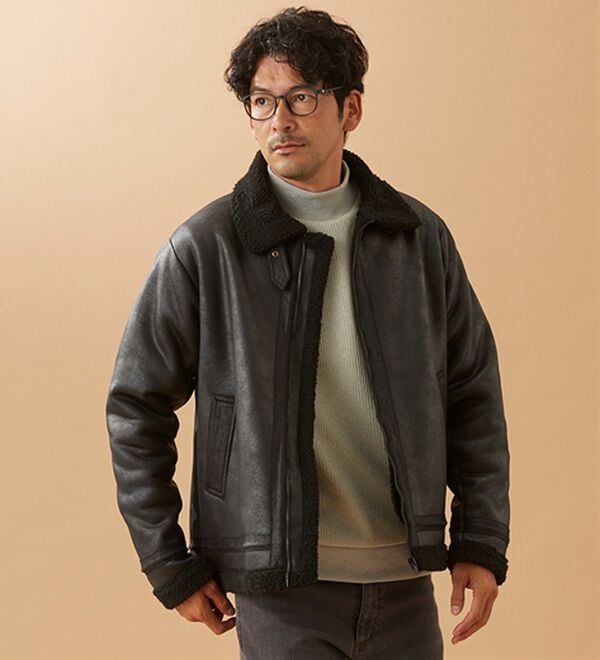 「裏ボアレザー調ジャケット（メンズジャケット）」｜詳細画像