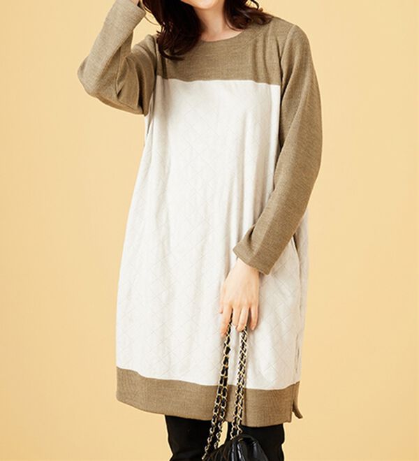 BELLUNA（ベルーナ）の「【Ｌａｇｒｉｌｕａ】異素材切替キルトステッチ風チュニック（チュニック）」｜詳細画像