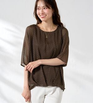 BELLUNA（ベルーナ）の「ドットシフォン裾タックプルオーバー（カットソー）」｜詳細画像