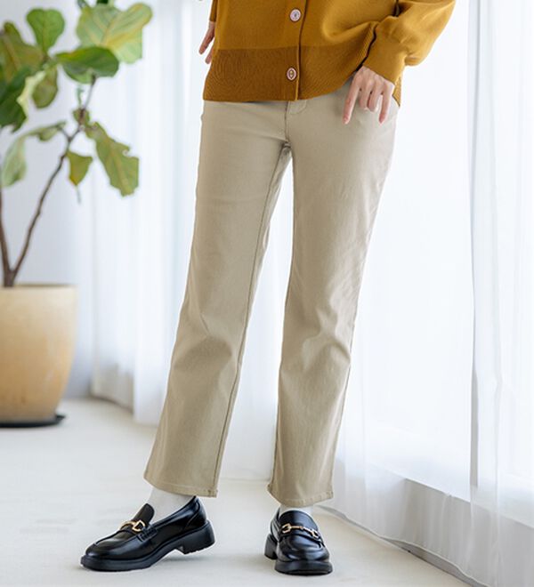 BELLUNA（ベルーナ）の「【選べる裏起毛】静電気防止！ヘリンボーンブーツカットパンツ（フルレングスパンツ）」｜詳細画像