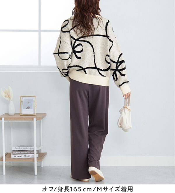 alotta（アロッタ）の「リボンジャカードゆるニット（ニット・セーター）」｜詳細画像