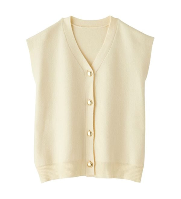 RANAN（ラナン）の「【ムースタッチ】洗える！ゴールド調ボタンニットベスト（ベスト）」｜詳細画像