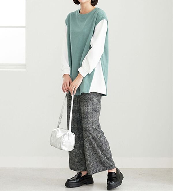 BELLUNA（ベルーナ）の「ボーダージャカード異素材切替チュニック（チュニック）」｜詳細画像