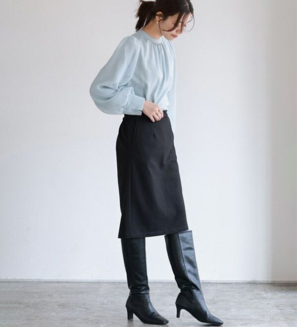 Pierrot（ピエロ）の「丈と柄が選べるカシミヤタッチＩラインスカート（ロングスカート）」｜詳細画像