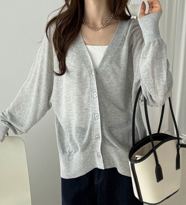 GeeRA（ジーラ）の「接触冷感！Ｖネックカーディガン（ニットカーディガン）」｜詳細画像