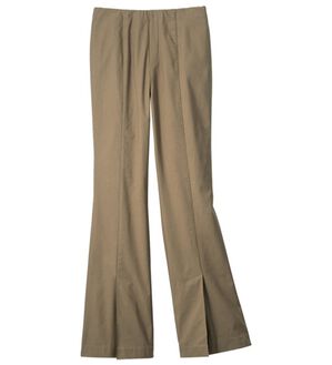 VINNO（ヴィノ）の「ストレッチ素材・裾フレアーパンツ（フルレングスパンツ）」｜ベージュ