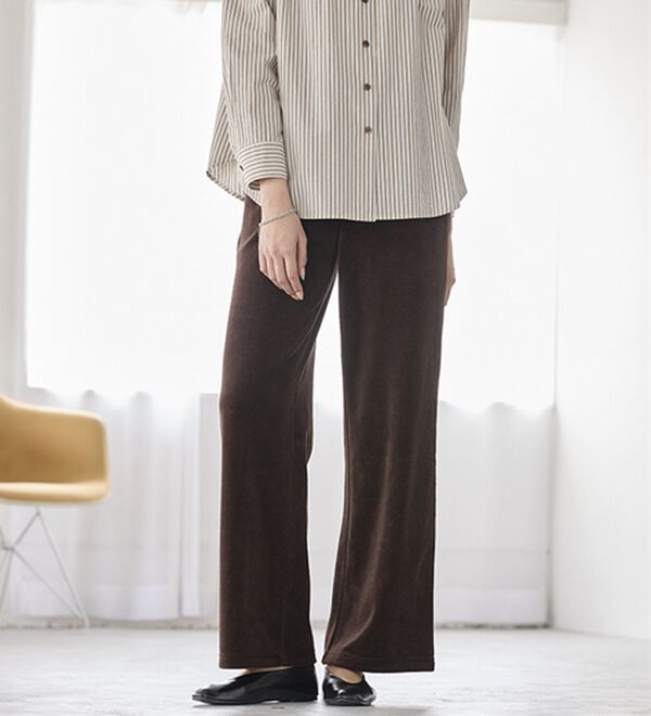 BELLUNA（ベルーナ）の「綺麗見えベロアワイドパンツ（フルレングスパンツ）」｜詳細画像