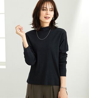 「シンプルデザイン！ハイネックプルオーバー（カットソー）」｜黒