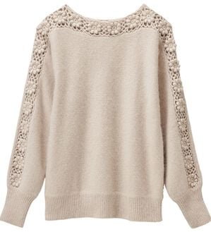 RANAN（ラナン）の「ウール混かぎ針ニットプルオーバー（ニット・セーター）」｜グレージュ