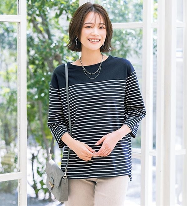 ルフラン（ルフラン）の「【４色組】毎日の主役。綿１００％ボーダーロンＴ（カットソー）」｜詳細画像