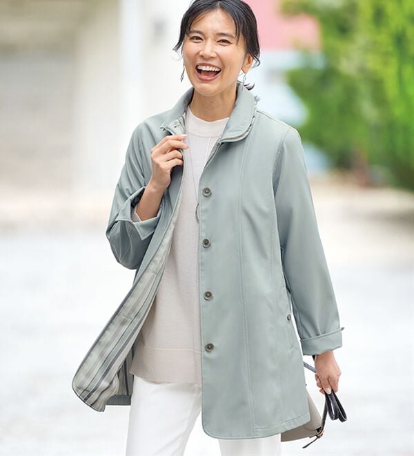 BELLUNA（ベルーナ）の「花粉対策！裏ストライプボンディングコート（ハーフコート）」｜詳細画像