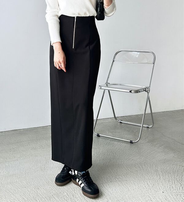 GeeRA（ジーラ）の「ＯＮ／ＯＦＦ使える！フロントファスナースカート（ロングスカート）」｜詳細画像