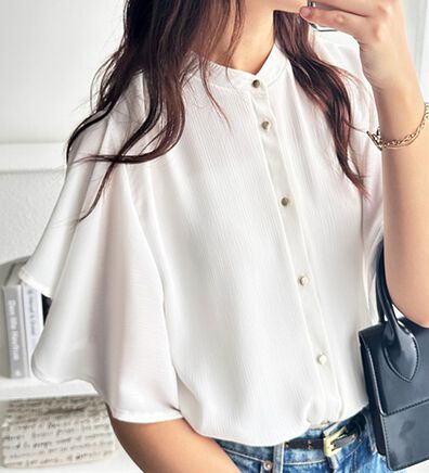 GeeRA（ジーラ）の「前後２ＷＡＹラッフルスリーブ楊柳ブラウス（ブラウス）」