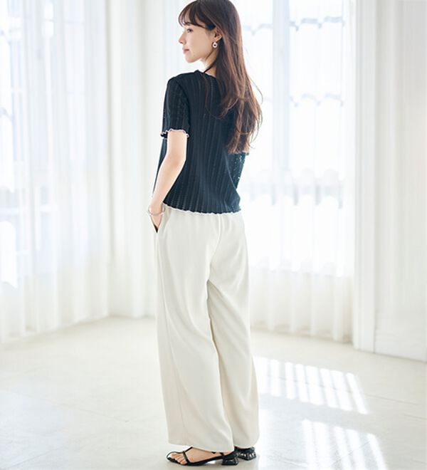 RANAN（ラナン）の「透かし柄メロー配色Ｔシャツ（カットソー）」｜詳細画像