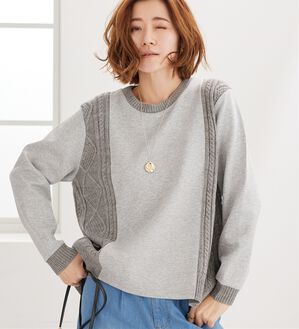 BELLUNA（ベルーナ）の「ケーブル柄ニット切替プルオーバー（カットソー）」｜詳細画像