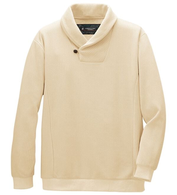 「＜コムルヴァン・オム＞柔らか素材の首元暖か衿トレーナー（メンズトレーナー）」｜オフホワイト