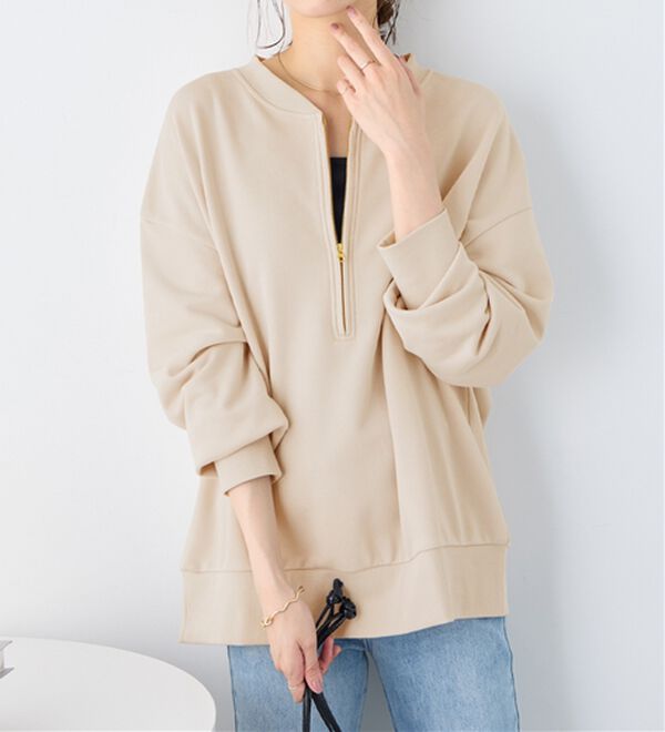 Viola e Viola（ヴィオラ エ ヴィオラ）の「抜け感！ハーフジップ大人スウェット（トレーナー・スウェット）」｜詳細画像