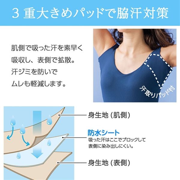 LAVIENNE（ラヴィエンヌ）の「ひんやり汗取りインナー　前まで激汗・タンクトップ（肌着・インナーウェア）」｜詳細画像