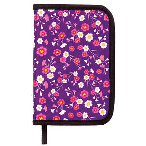 「花柄のお薬手帳ケース（財布・パスケース）」｜紫