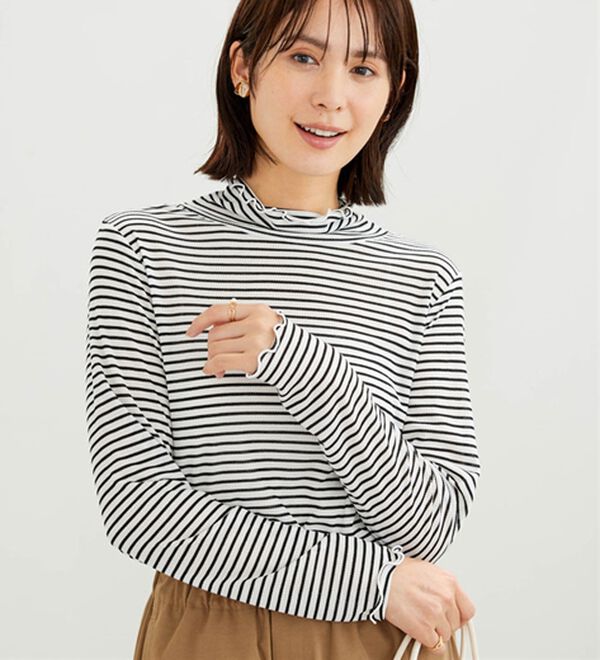 BELLUNA（ベルーナ）の「シアーリブ素材メロー使いプルオーバー（カットソー）」｜詳細画像