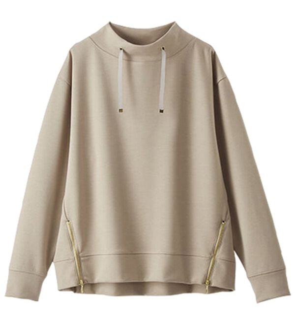 BELLUNA（ベルーナ）の「なめらかタッチ！もっちりん裾ジッププルオーバー（カットソー）」｜詳細画像